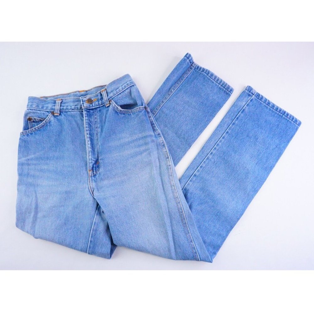 Vintage Chic 80s H.I.S Mom Jeans High Rise Straight Leg Blue 5 Pocket Size 6/7